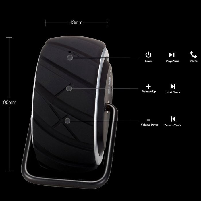Mrice Tire-Shaped Portable Wireless Bluetooth Water Resistant Shower Speaker with 3W Strong Bass Driver Build... N4