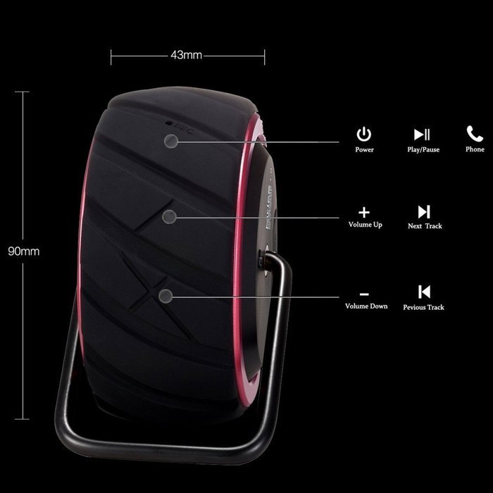 Mrice Tire-Shaped Portable Wireless Bluetooth Water Resistant Shower Speaker with 3W Strong Bass Driver Build... N10