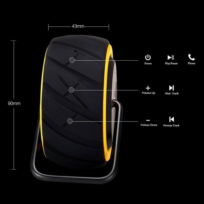 Mrice Tire-Shaped Portable Wireless Bluetooth Water Resistant Shower Speaker with 3W Strong Bass Driver Build... N15