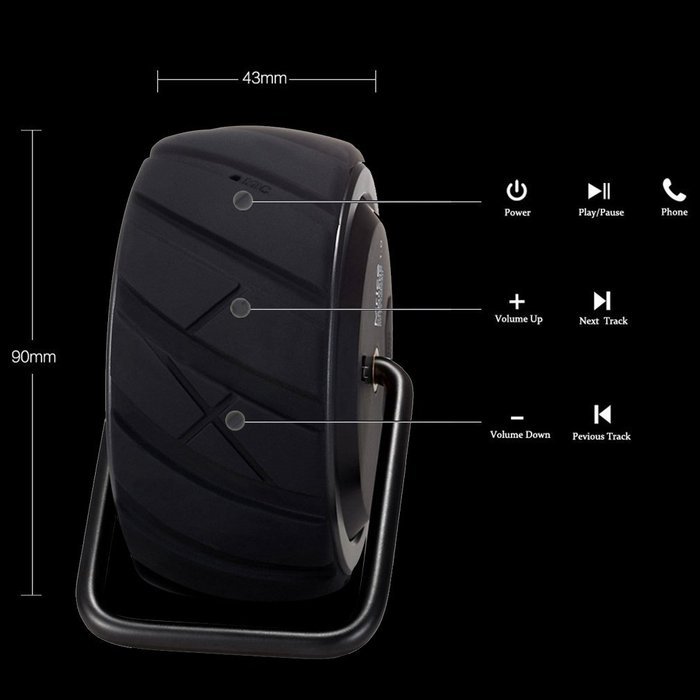 Mrice Tire-Shaped Portable Wireless Bluetooth Water Resistant Shower Speaker with 3W Strong Bass Driver Build... N21
