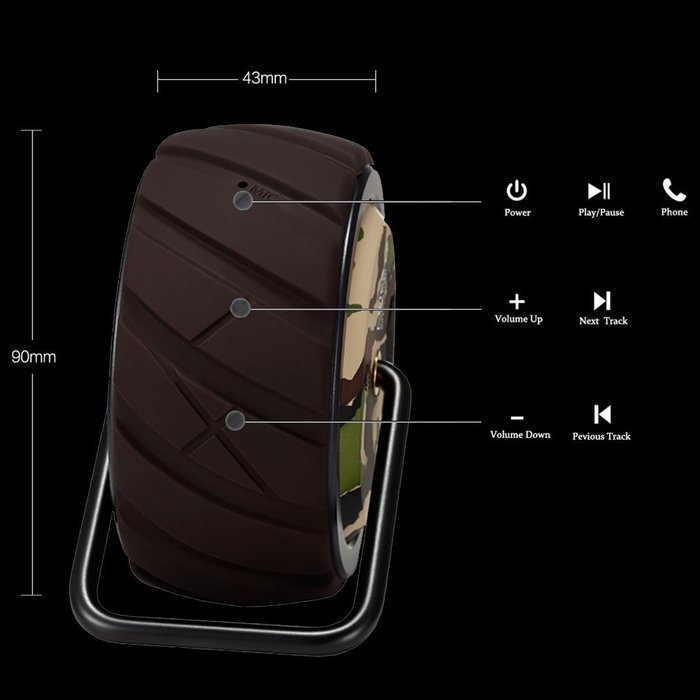 Mrice Tire-Shaped Portable Wireless Bluetooth Water Resistant Shower Speaker with 3W Strong Bass Driver Build... N26