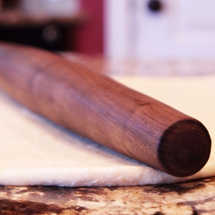 Black Walnut French Style Rolling Pin: Tapered Solid Wood Design. N2