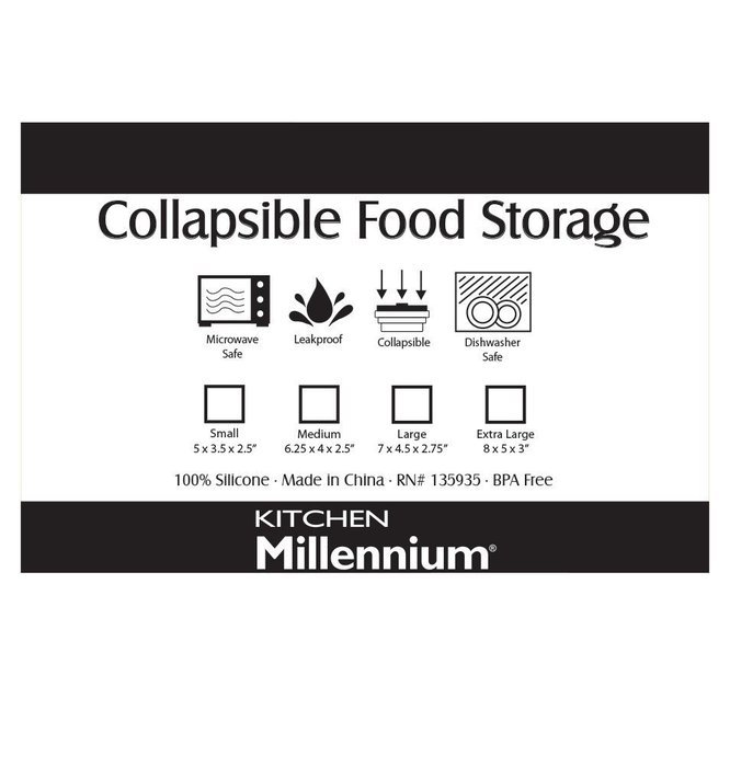 DII Silicone Collapsible, Airtight Food Storage Containers, Dishwasher & Microwave Safe, BPA Free, Snap On Lid... N5