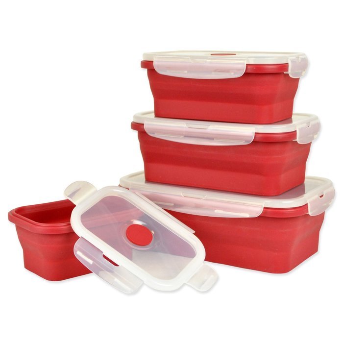 DII Silicone Collapsible, Airtight Food Storage Containers, Dishwasher & Microwave Safe, BPA Free, Snap On Lid... N7
