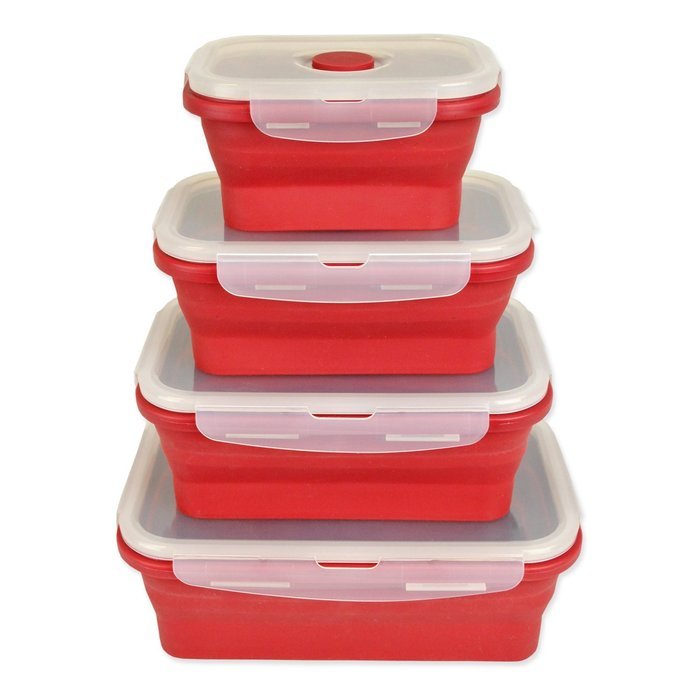 DII Silicone Collapsible, Airtight Food Storage Containers, Dishwasher & Microwave Safe, BPA Free, Snap On Lid... N10