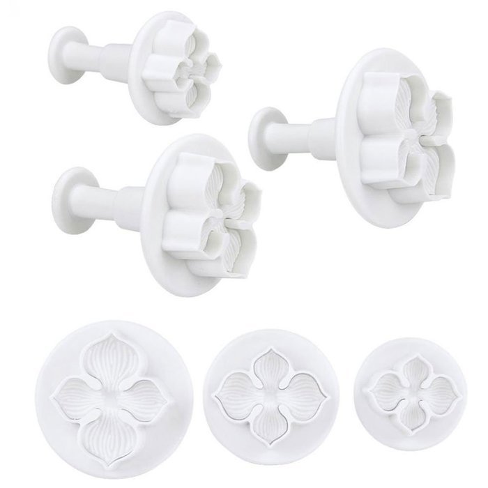 Rokou DIY 3pcs Hydrangea Fondant Cake Decorating Sugar Craft Plunger Cutter Flower Mold Baking Tools