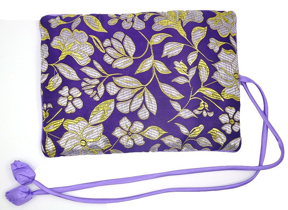 iSuperb&reg; Travel Jewelry Roll Silk Embroidery Brocade Elegant and Bold Travel Jewelry Case (Blue with Gold Leaves) N17