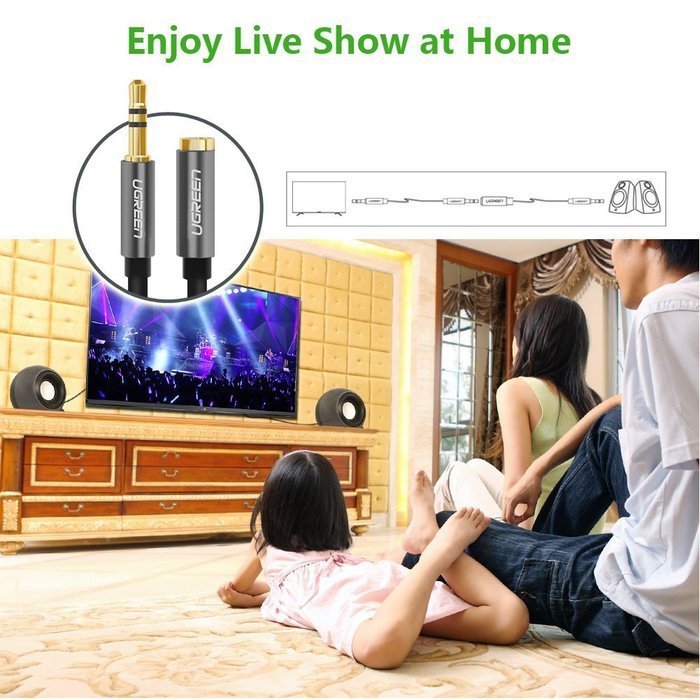 3.5mm Extension, Ugreen Slim 3.5mm Male to Female Stereo Audio Extension Cable Adapter Gold Plated Compatible... N3