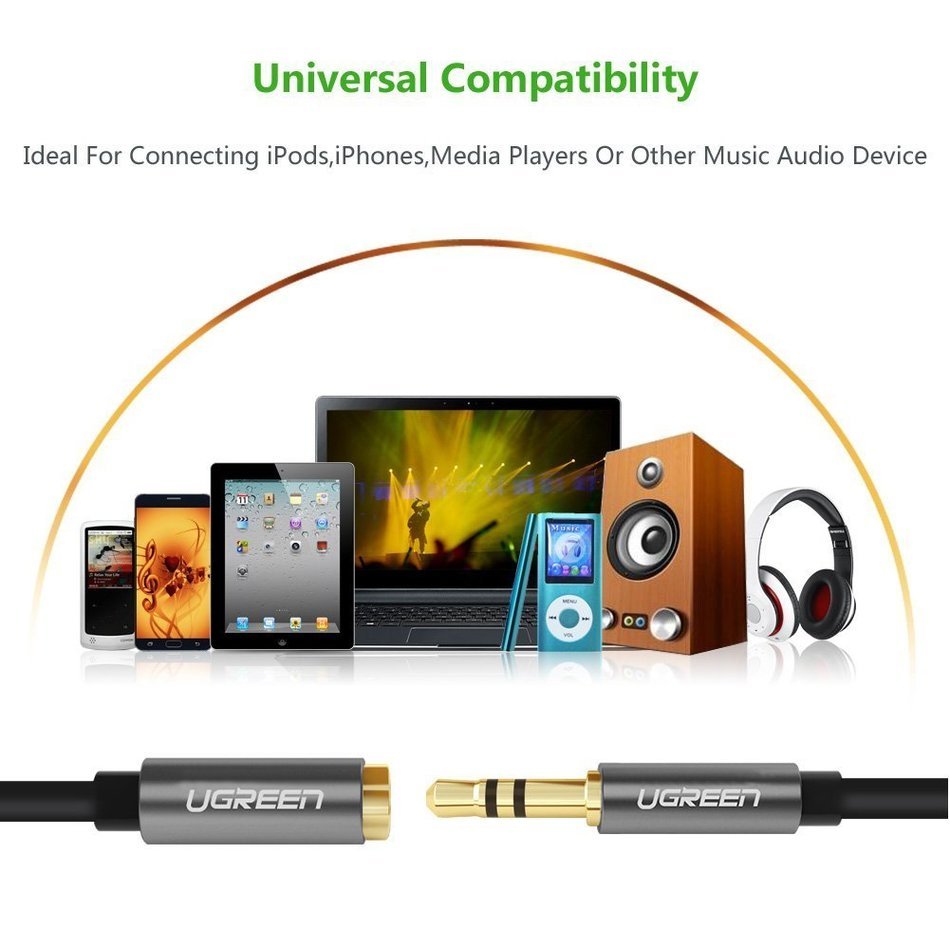 3.5mm Extension, Ugreen Slim 3.5mm Male to Female Stereo Audio Extension Cable Adapter Gold Plated Compatible... N5