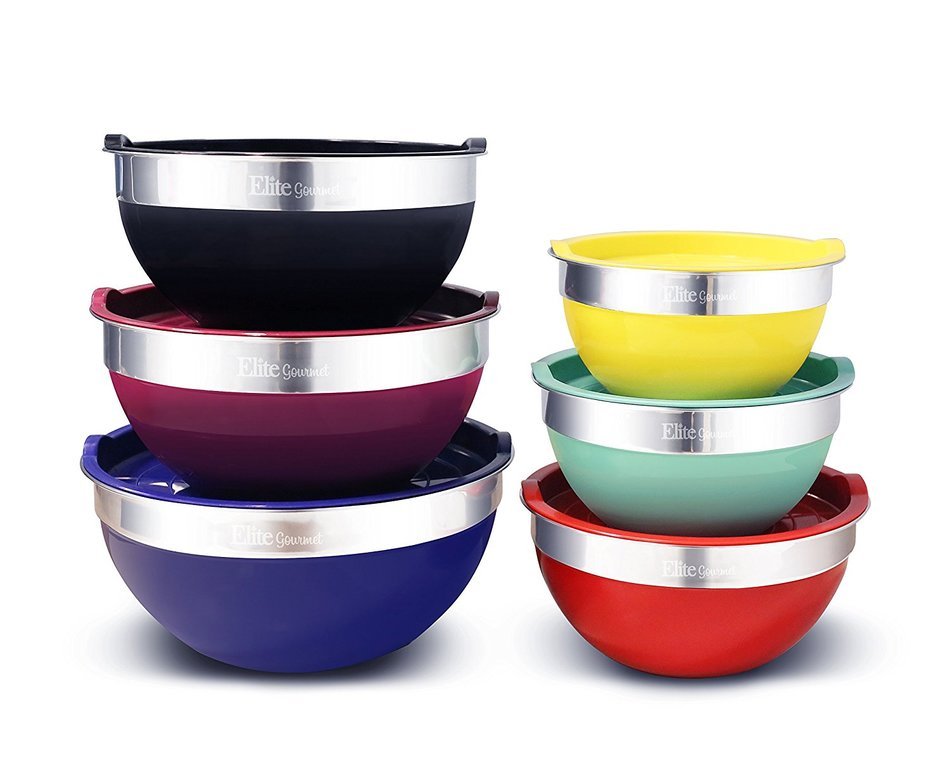 Elite Gourmet EBS-0012 Maxi-Matic 12-Piece Mixing Bowl Set, Multicolor