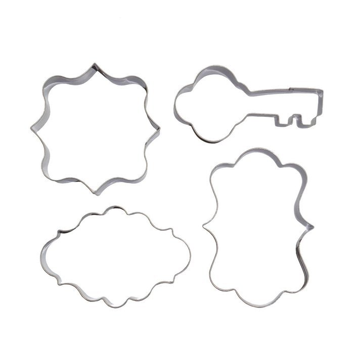 Wocuz Fancy Plaque Key Cookie Cutter Stainless Steel Fondant Cutter for Wedding Party Set of 4