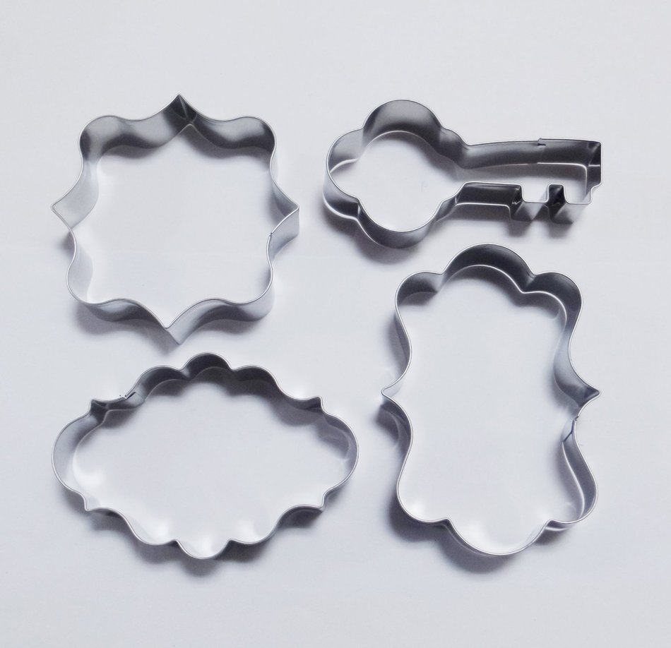 Wocuz Fancy Plaque Key Cookie Cutter Stainless Steel Fondant Cutter for Wedding Party Set of 4 N2