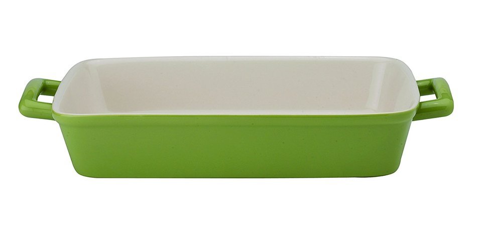 Mrs. Anderson&rsquo;s Baking Oblong Rectangular Baking Dish Roasting Lasagna Pan, Ceramic, Bayberry, 13-Inches x 9-Inches... N4