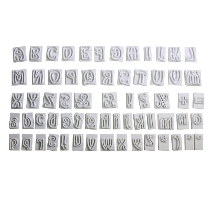 Curtzy TM 64 Piece Alphabet Letter Character Press Stamp Set for Cakes Decorating Fondant Icing