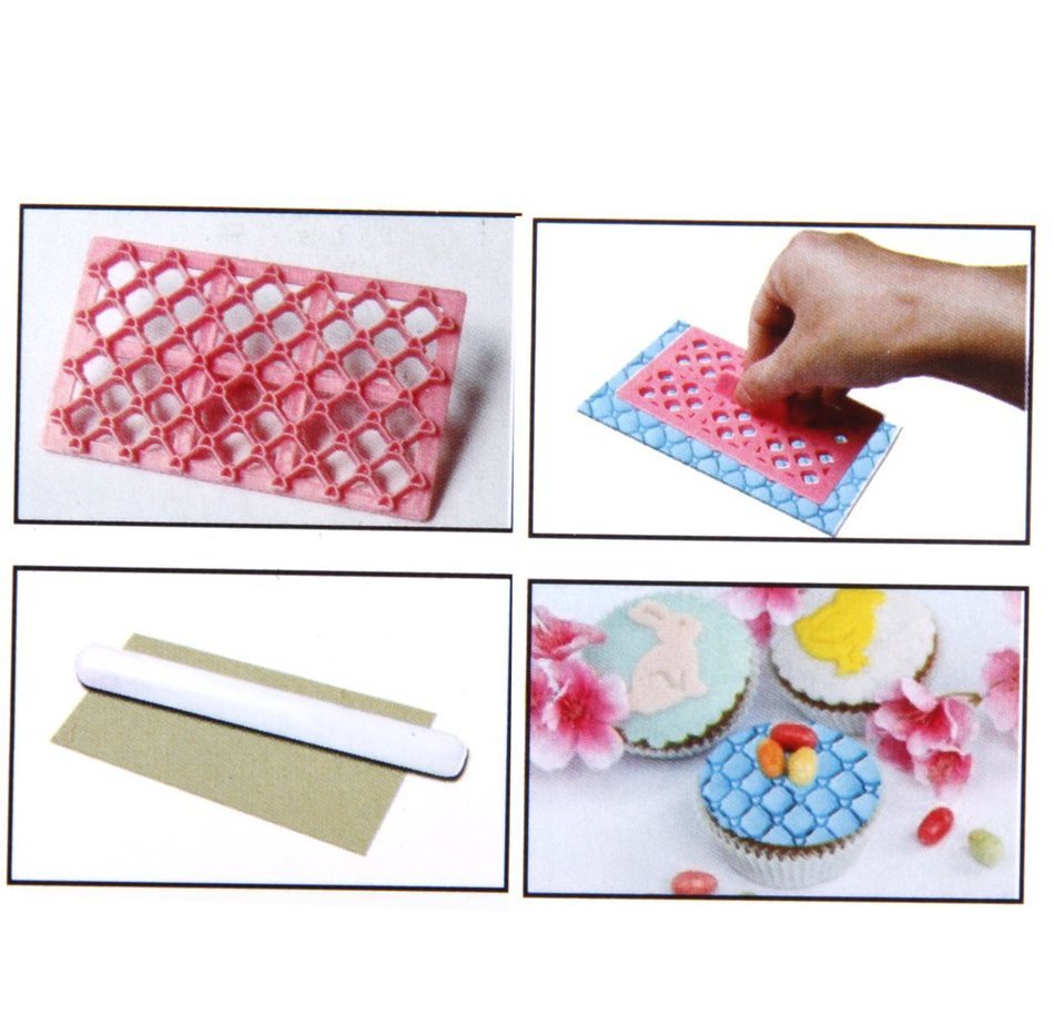 DIY Heart Quilt Embosser Fondant Cake Cutter Craft Decorations Tool N4