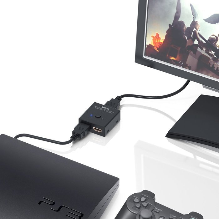 AUKEY HDMI Switcher with 2 Input 1 Output, High Speed HDMI Splitter, Supports 1080P & 3D N6