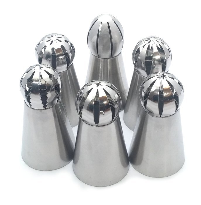 6pcs Russian Ball Icing Tips For Decorating Cakes Pastries Durable Stainless Steel Sphere Piping Tips Easy To...