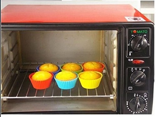 Drhob 12pcs/lot Mixed Colors Round Silicone Muffin Cases Cake Cupcake Liner Baking Molds Cake Moulds Gift (Color... N2