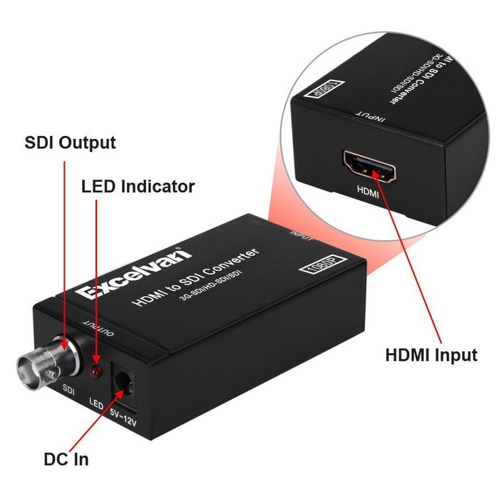 Excelvan 1080P MINI 3G HDMI to SDI Video Converter for Home Theater Cinema PC Laptop HD DVD N3