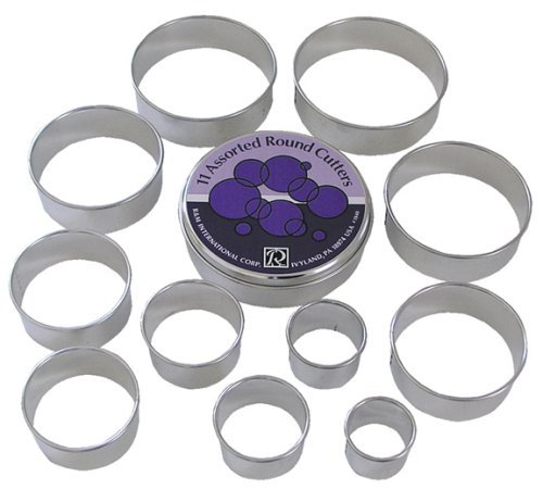 R & M Set of 11 Round Pastry Cutters Set, Assorted
