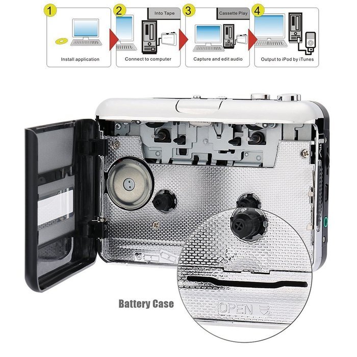 Retro Cassette to MP3 Converter, AONOKOY USB Cassette Recorder Tape-to-MP3 Music Player N3