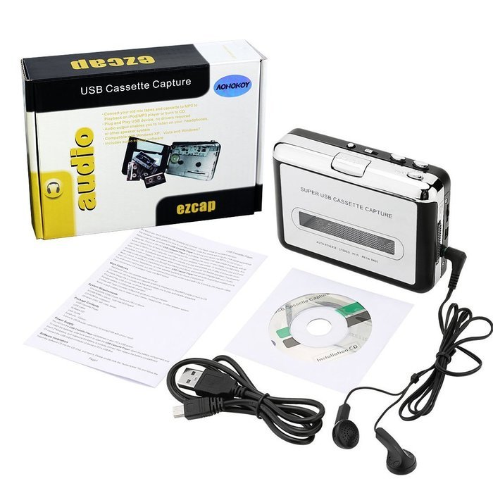 Retro Cassette to MP3 Converter, AONOKOY USB Cassette Recorder Tape-to-MP3 Music Player N6