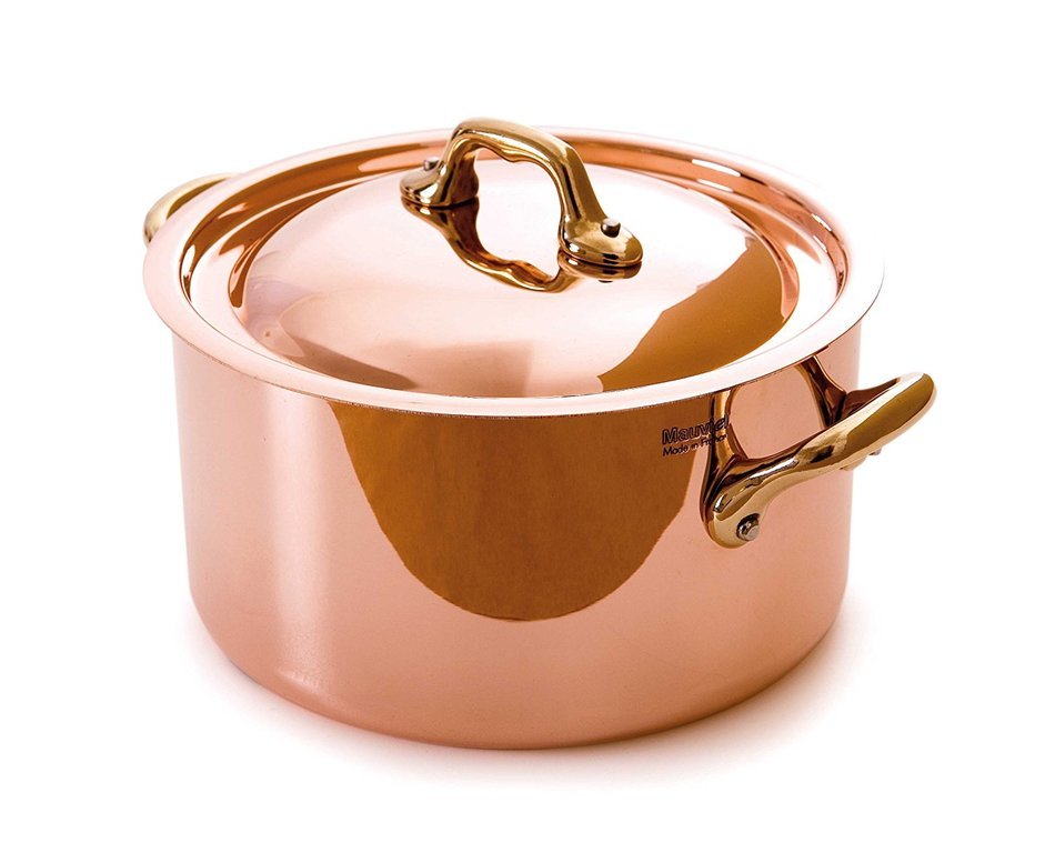 Mauviel Made In France M'Heritage Copper M150B 6522.12 Small 0.8-Quart Round Casserole with Lid, Bronze Handles