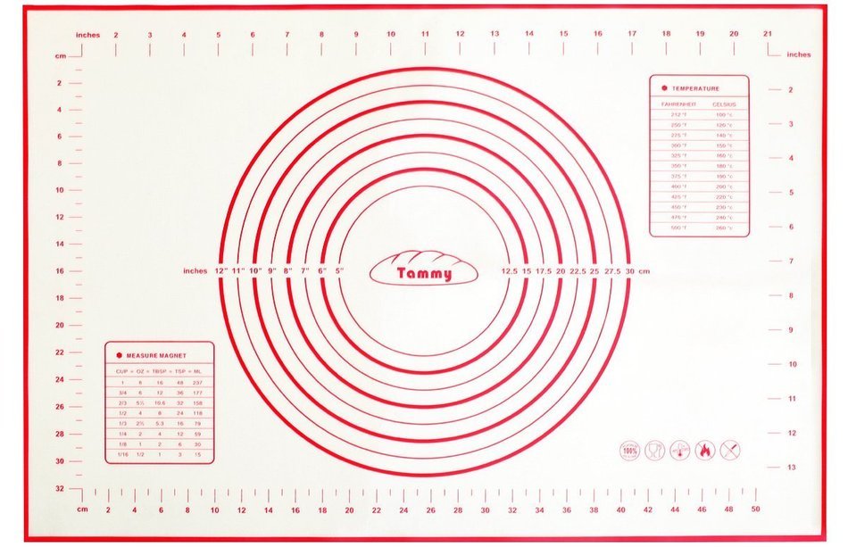 Tammy Pastry Mat Silicone Bakeware Mat Rolling Sheet Baking Liner Pastry Pad 24"x 16" Inch, Black N6