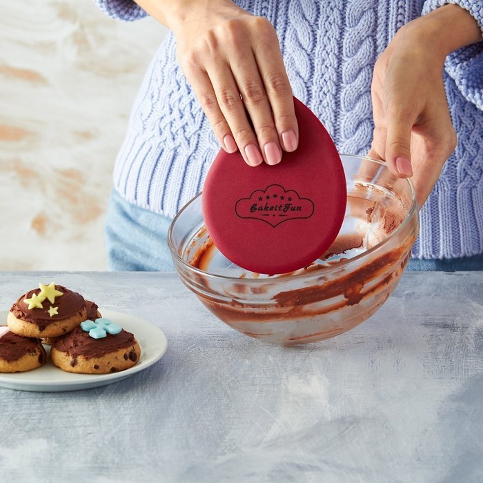 BakeitFun Large Stainless Steel and Silicone Dough Scrapers Set | Plastic Handle Cutter & Flexible Curved Perfect... N4