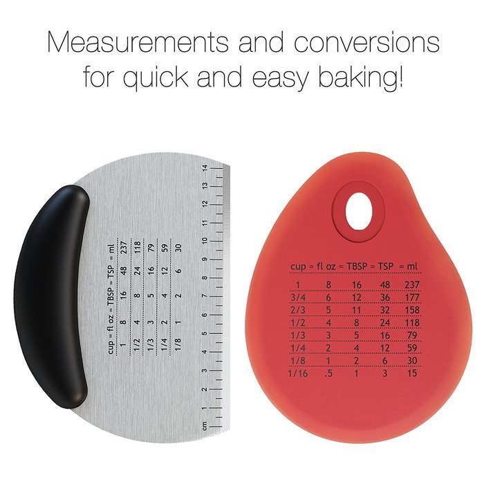 BakeitFun Large Stainless Steel and Silicone Dough Scrapers Set | Plastic Handle Cutter & Flexible Curved Perfect... N5