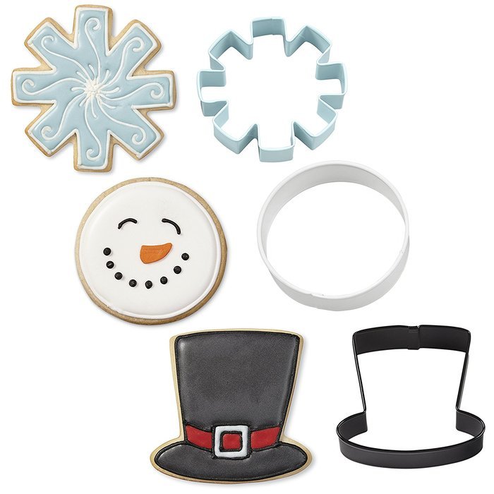Wilton 2308-5072 3-Piece Christmas Snowman Metal Cookie Cutter Set N3