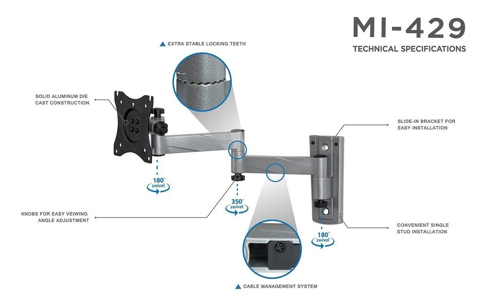 Mount-It! RV TV Mount, Lockable Full Motion TV Wall Mount Designed Specifically for RV or Mobile Home Use Single... N6