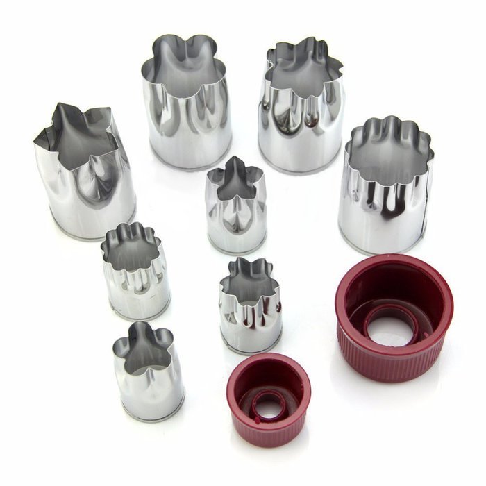 Gusteaux Vegetable Cutter - Set of 10 Pieces - Stainless Steel Flower Shapes - Four Large & Four Small Cutters...