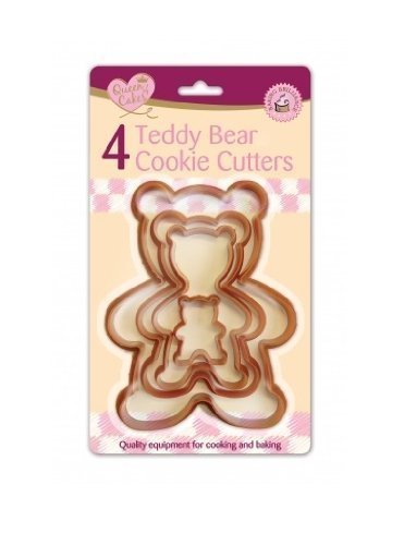 Queen Of Cakes Pack Of 4 Teddy Bear Shaped Cookie Pastry Cutters