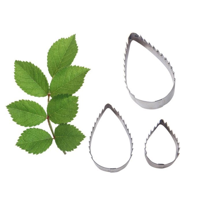 FOUR-C Fondant Tools Rose Leaf Cupcake Cutters Gumpaste Petal for Cake Decorations Color Silver