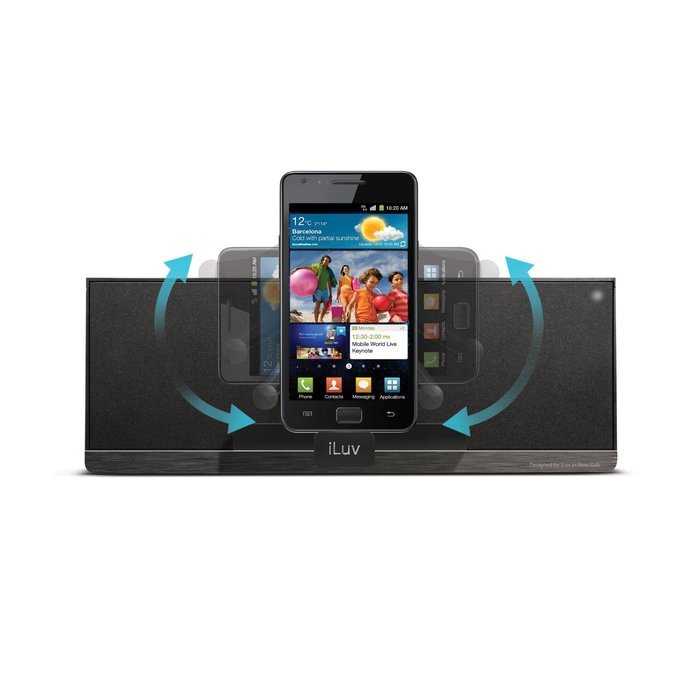 iLuv iMM377BLK MobiAir Bluetooth Stereo Speaker Dock for Smartphones with Micro-USB Charging, Black
