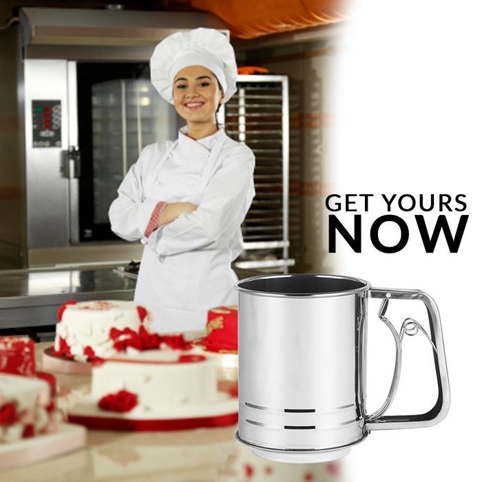 Ace Flour Sifter &ndash; Brilliant 3 Cup Mess Free Flour Sifter | Ergonomic One Handed Design | Superb for Flour and... N8