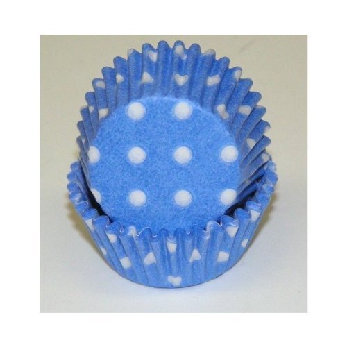 Light Blue Polka Dot Mini Size Cupcake Liners Baking Cups 100 count