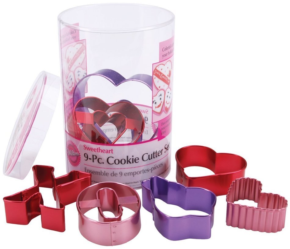 Wilton Valentine 9 Piece Color Anodized Cookie Cutter Set