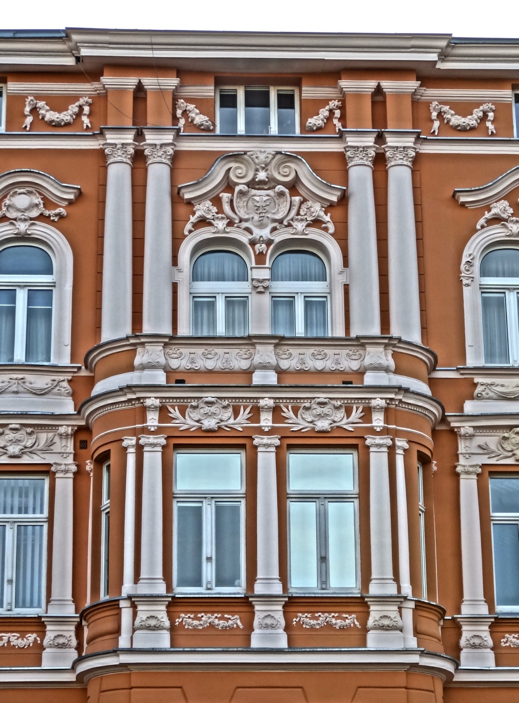 Bydgoszsc stary port balcony pilasters cornice relief facade building ...