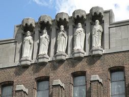 statues on facade of Christus-Koningkerk church, belgium, antwerpen