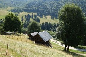 chalet on a hill in the Alps