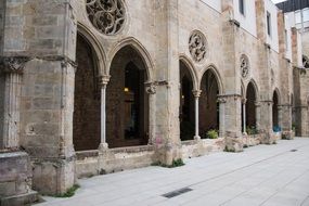 arches of the monastery in the Romanesque style in Spain