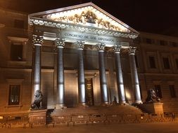 old building illuminated