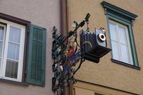 home facade with old camera rottweil germany
