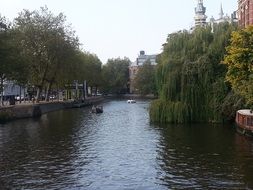 boats on the canal in Amsterdam, Europe