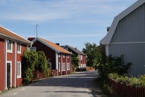 nice houses coastal village at summer time, sweden