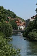 View across the river to the ancient city of Tübingen