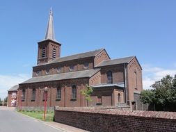 red brick church building, france, beugnies