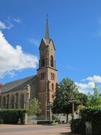 church building on the background of the cloudy sky in Kirkel